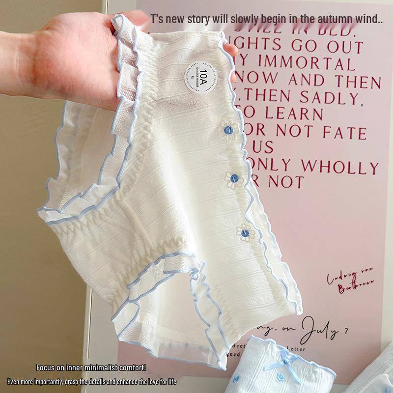 10A Antibacterial Women's Mid-Waist Pure Cotton Triangle Briefs - Soft, Comfortable, Skin-Friendly, Cute, and Sweet Style.