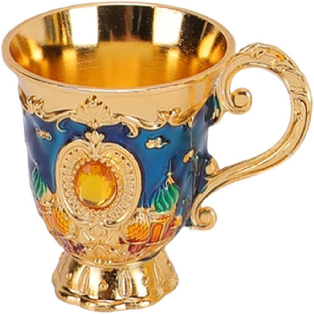 Zinc Alloy Turkish Coffee Pot Set Shiny Crystal Tray Metal Cup Set Wine Server Set Table Decor
