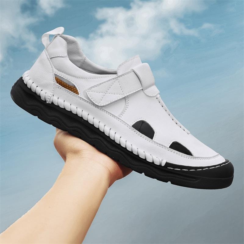 Summer Men's Leather Casual Closed Toe Sandals Casual Sandals for Men Casual Shoes Handmade Leather Shoe