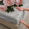 Rose Embroidered Fitted Sheet Set White Floral Pattern Bedding With Pillowcases For Bedroom