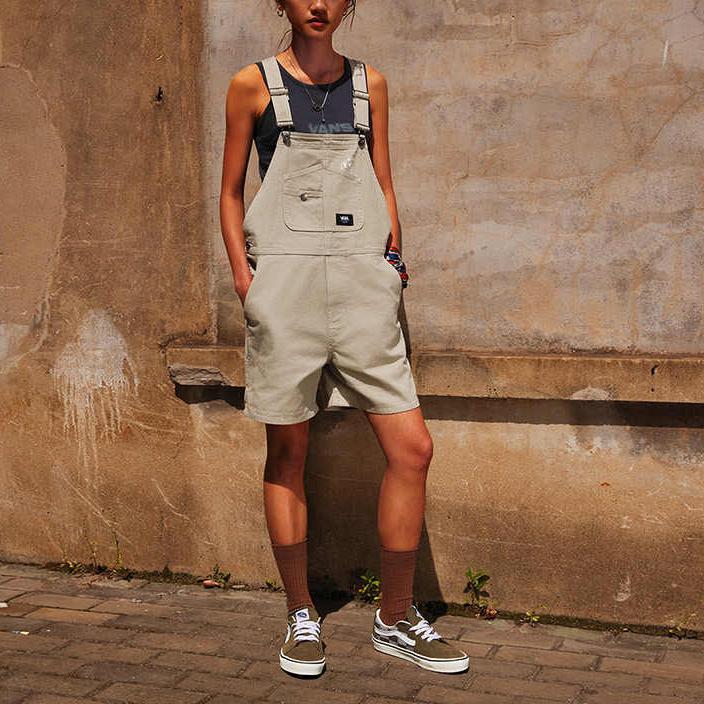 Vans Woven Fashion Soft Casual Cargo Shorts Women Shorts Gray-Green VN000NMVZUJ