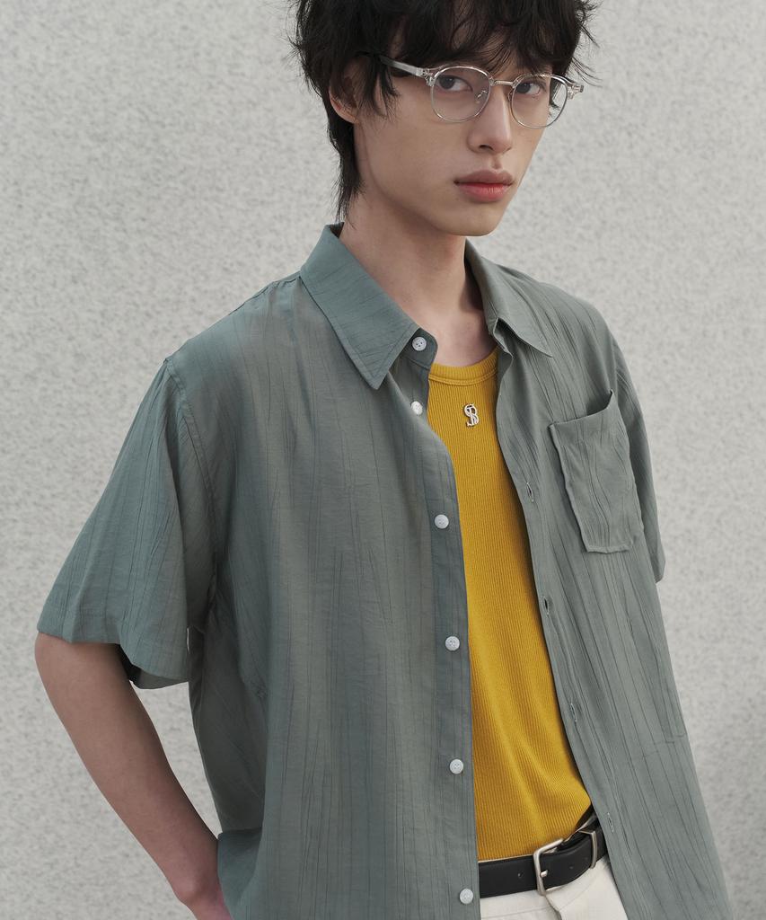 SENTAIR Wave Seersucker Cooling Short Sleeve Shirt_Green