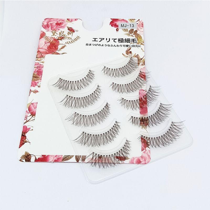 Lashie - Set of 5 Pairs: Criss Cross Clear Band False Eyelashes