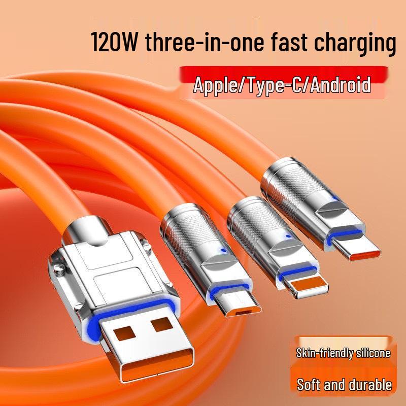 120W Super Fast Charging 3-in-1 Cable for TYPE-C Devices