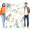 Blumen-Pferde-Muster Decke Weiche Gemütliche Überwurfdecke Perfekt für Bett Sofa Dekoration Tolles Geschenk für Pferdeliebhaber und Heimdekoration