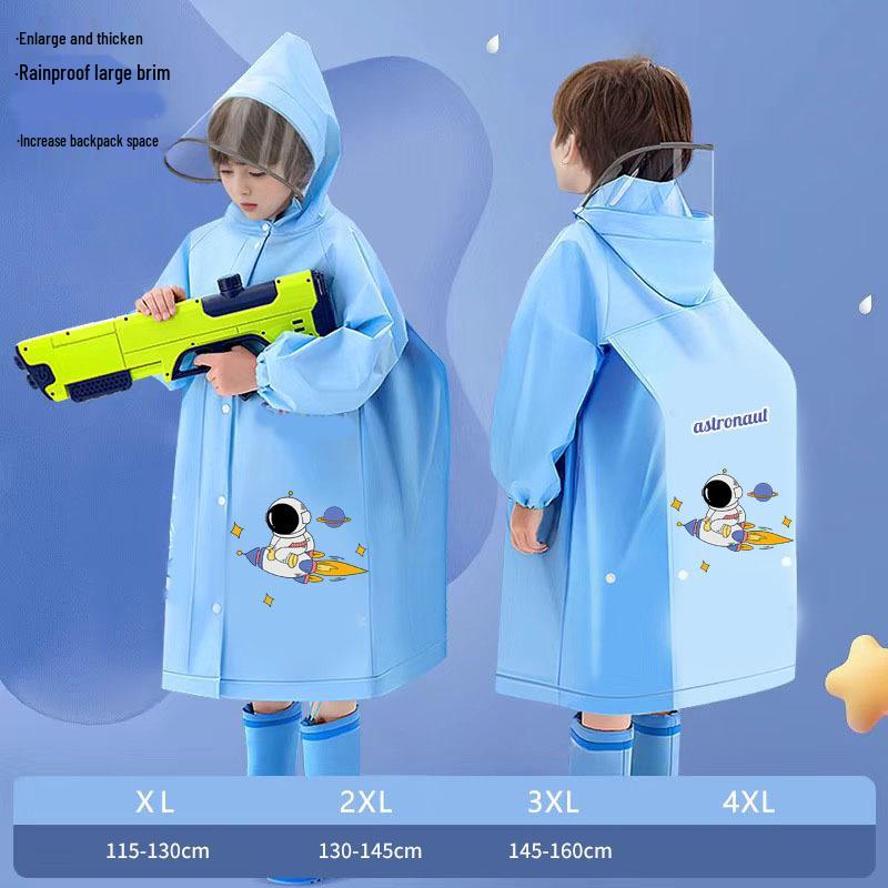 Kids' Stormproof Cartoon Raincoat with Backpack Slot for Outdoor and School Use