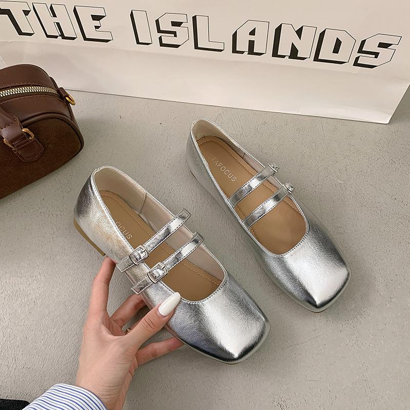 New Inner Height Increase Small Ballet Shoes Niche Round Head Shallow Mouth Gentle Double Breasted Soft Sole Mary Jane Single Shoes