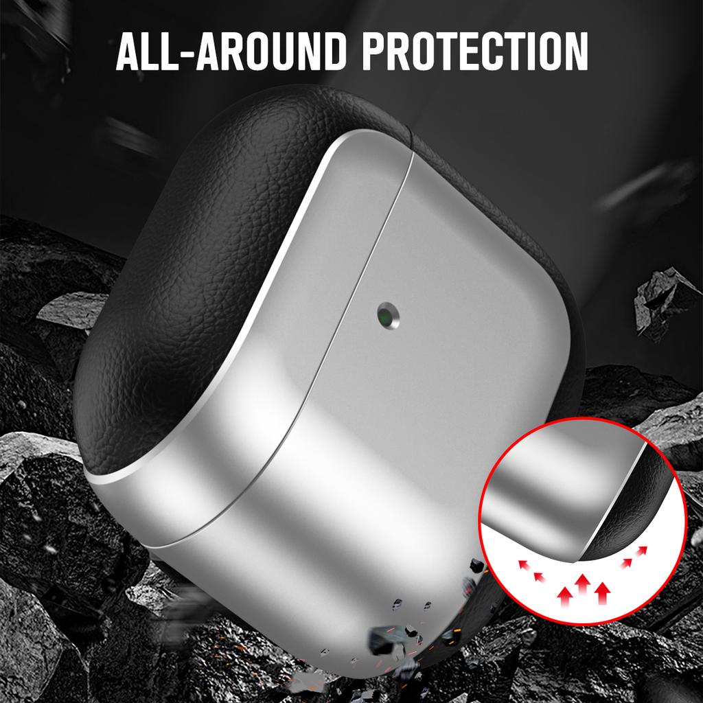 For AirPods 4 with ANC TPU Case Electroplating Litchi Texture Fall Prevention Earphone Cover with Lanyard