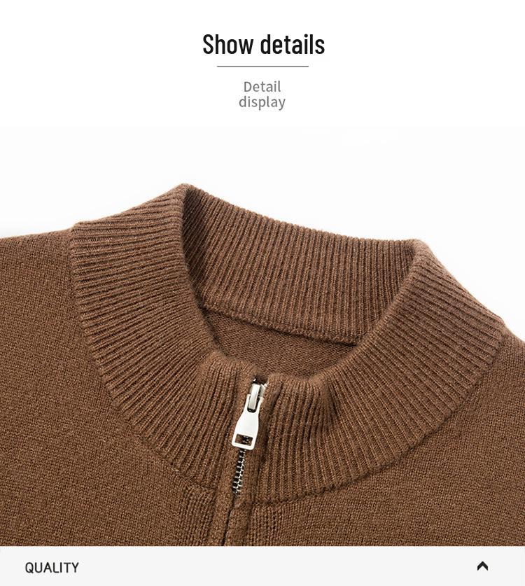 470g Men's Old Money Style Wool Zipper Cardigan Sweater - Thick Warm Knitwear