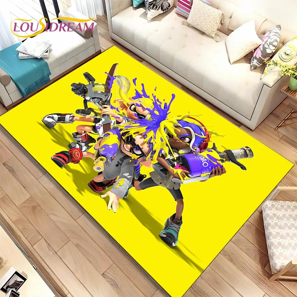 Games,Splatoon, Cartoon Gamers Area Rug,Carpet Rug for Living Room Bedroom Sofa Doormat Decoration, Kid Play Non-slip Floor Mat