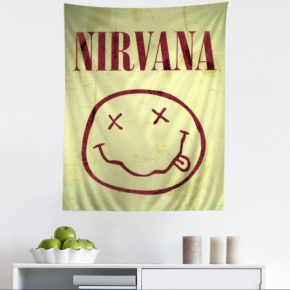 

NNirvana Rock Band Tapestry Multi Size Wall Art Room Home Decor for Living Room Bedroom Dorm Hot Sale High Quality Fabric 74x94cm(29x37in)