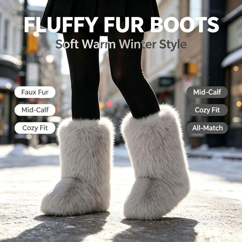Imitation Raccoon Fur Boots Long Tube Winter Ladies Winter Imitation Fur Fox Fur Snow Boots