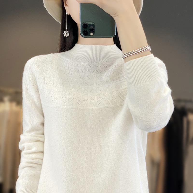 Skeleton Half-high Neck Bottoming Shirt Women's Fall and Winter Within The Lazy Loose Thin Knitted Sweater