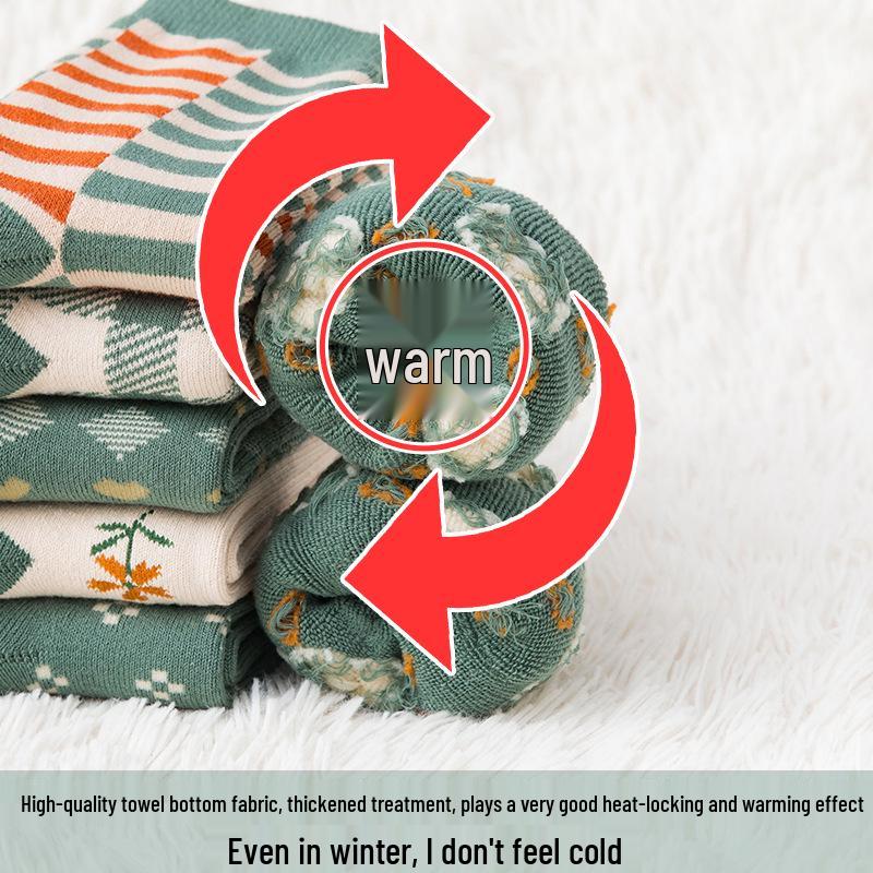 Women's Mid-Calf Plush Winter Socks - Thick Velvet, Warm Knee-High Autumn/Winter Style.