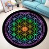 Sacred Planet Geometrie Flower of Life Kulaté koberce Podložka na jógu Polštář Obývací pokoj Ložnice Koberec pro pracovnu Potisk Protiskluzová židle