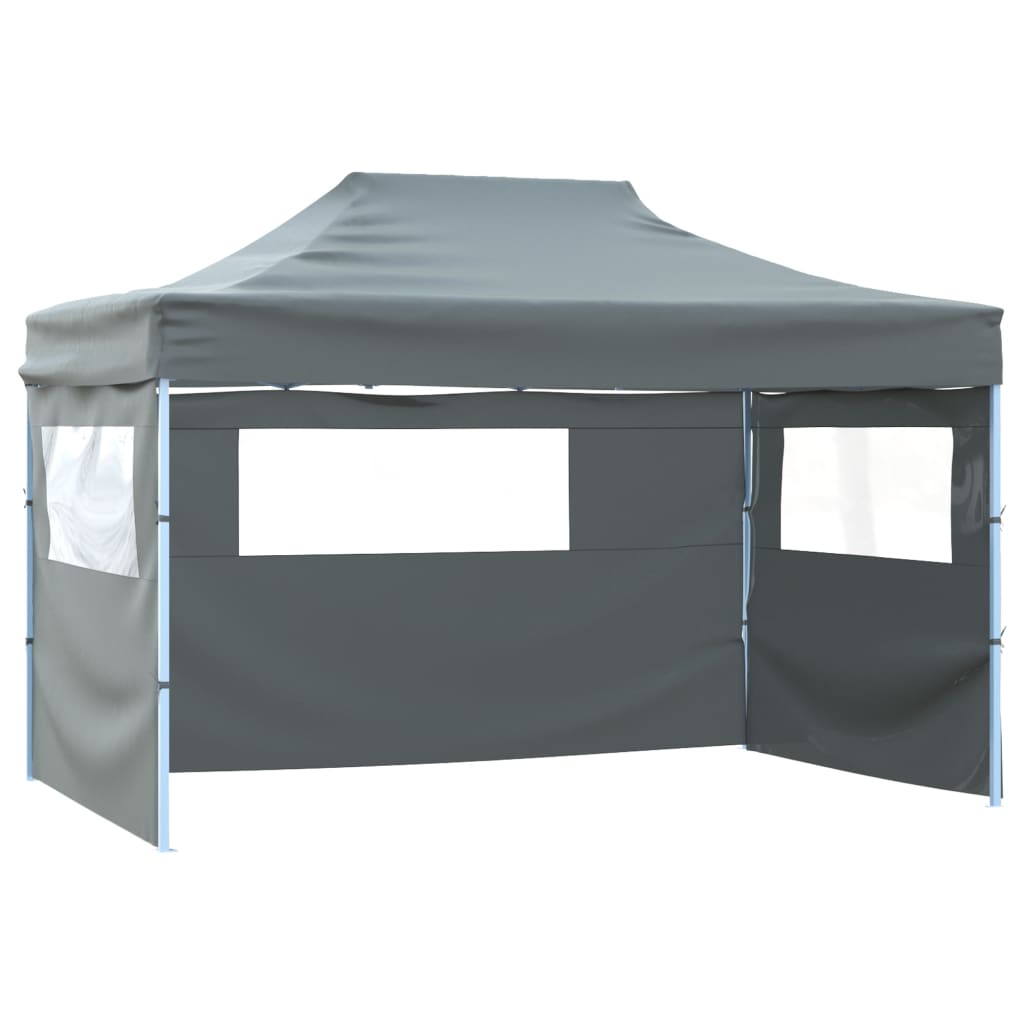 Faltpavillon mit 3 Seitenwänden 431 x 291 x 315 cm Anthrazit