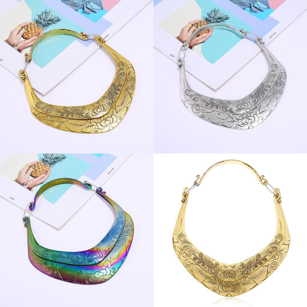 Ethnic Miao Dong Style Double Layer Alloy Necklace With Geometric Design For Gift Giving