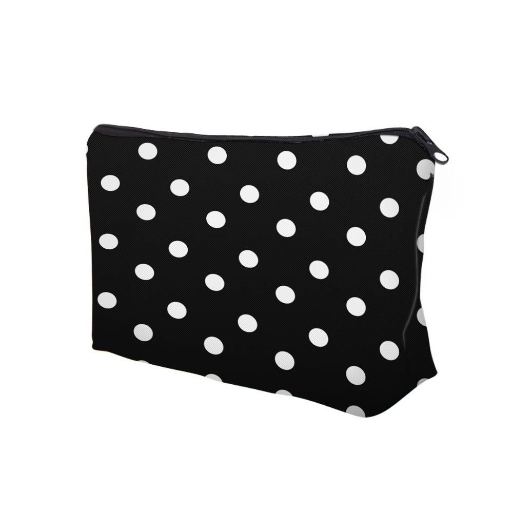Chic Polka Dot Polyester Makeup Bag Cute Fashionable Cosmetic Pouch with Zipper, Portable Travel Organizer Gift Toiletry Bag