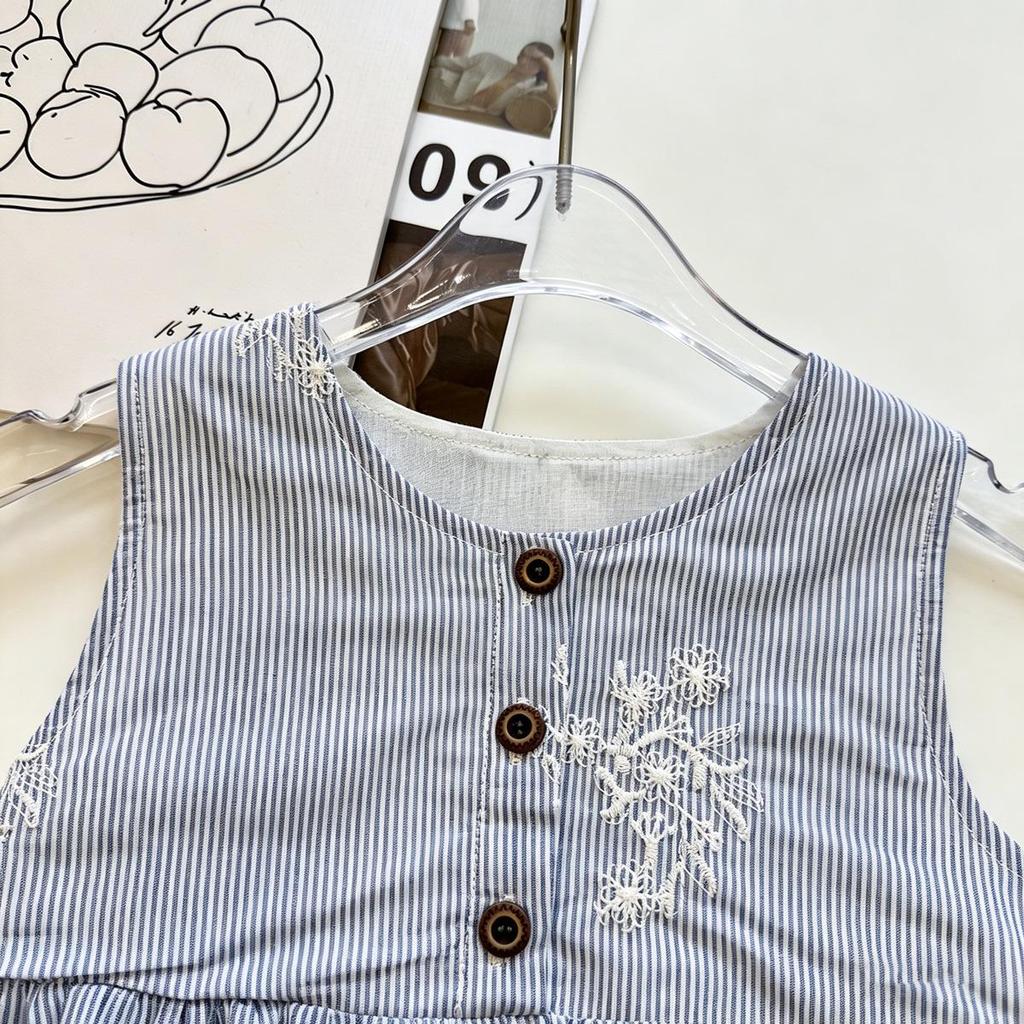 Girls' Striped Sleeveless Top & Wide-Leg Pants Set - Summer 2026 Trendy Two-Piece.