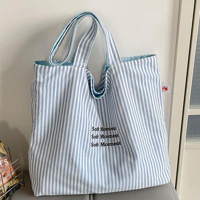 Lässige gestreifte Buchstaben-Einschultertasche, Nischen-Handtasche mit großem Fassungsvermögen, Einkaufstasche