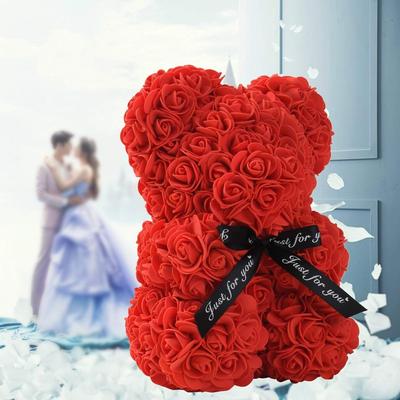 Neue künstliche Blume konservierter Teddybär Rosenbär Weihnachtsblumengeschenk für sie, süßes romantisches Geschenk für Ehefrau Geliebte Freundin