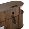 Record Cabinet HiFi Cabinet Sideboard MDF Oval Iron Feet Aluminum Handle Charging Station Cable Passage Sliding Door