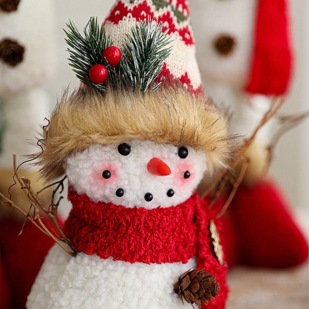 Cartoon Long Legs Snowman Ornaments Cute Plush Snowman Doll Toy Home Xmas Decoration