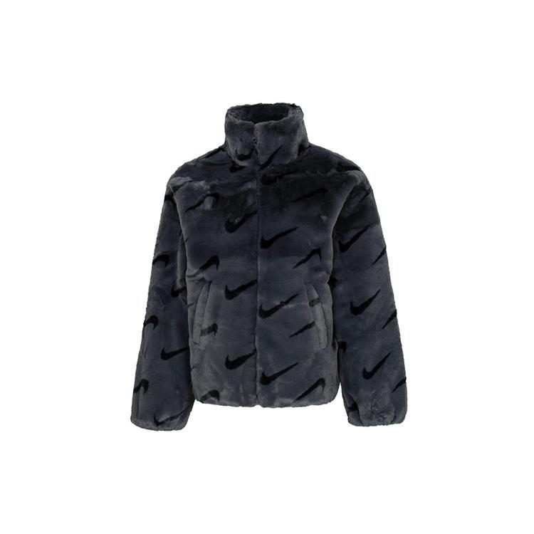(WMNS) Nike Printed Faux Fur Jacket Asia Sizing  Dark Smoke Grey  Women s DQ6843-070 S