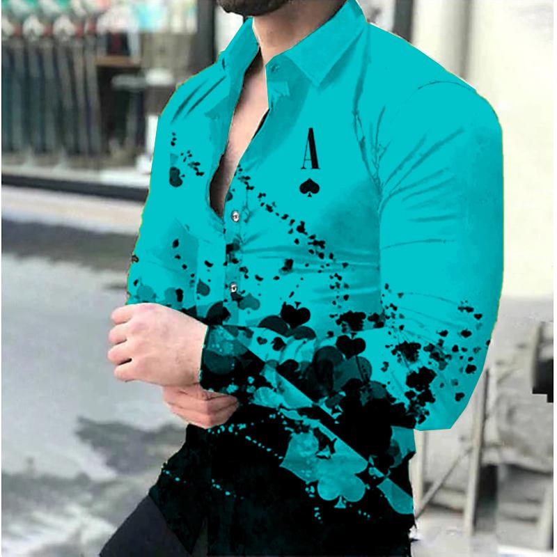 Men's Shirts Poker Black Pink White a Series of Men's New Casual Outdoor Party New 2024 Men's New Tops