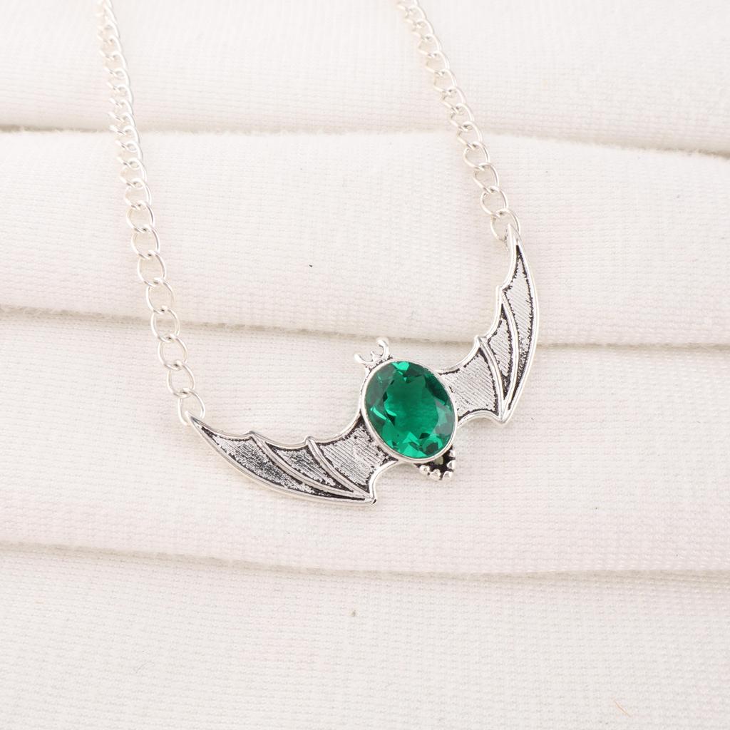 Green Emerald Gemstone Jewelry, 925 Sterling Silver Pendant Handmade Dainty Jewelry For Gift