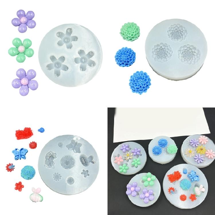 Silicone Craft Mold Collection 6 Flower Designs Rose Petal Pinecone Blossom Heat Safe Flexible For DIY Jewelry Creation