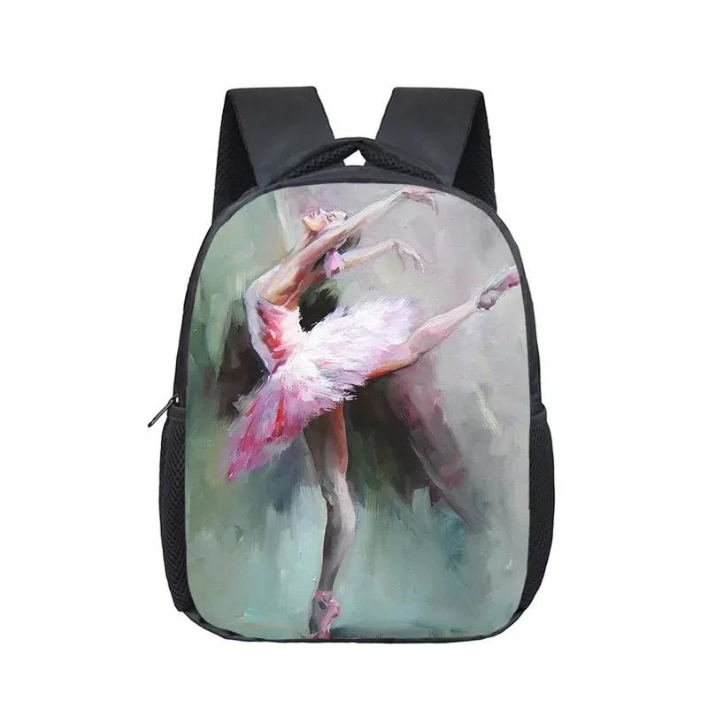 Sac à dos imprimé danse ballet dessin animé Sacs d'école pour enfants Chaussures de danse Mini sac 3D Maternelle Meilleur Sacs à livres pour bébé Cadeau gray