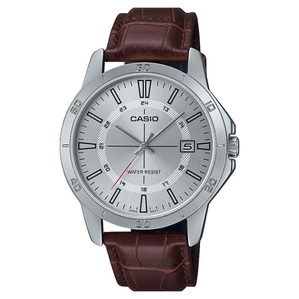 

Casio Men s Watch MTP-V004L-7CUDF Silver Dial Brown Band Brown-Silver One Size Strap
