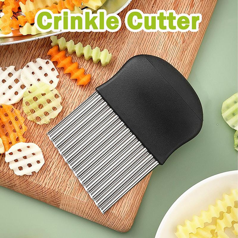Potato Cutter Slicer Stainless Steel French Fry Cutter Knife Vegetable Slicer Crinkle Wavy Potato Chips Maker Kitchen Gadget