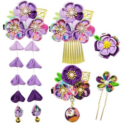 Hair Coming of Age Tsumami Hair Graduation Artificial Flower Entrance Luxury Cute Japanese Purple [Baramoly] Ornament, Ceremony, Work, Ornament,