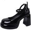 Small thick heel high heels spring and summer new retro versatile platform Mary Jane shoes children's single shoes