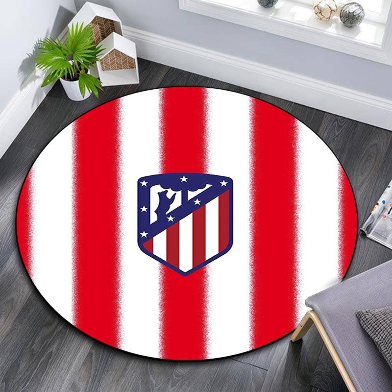 Club Atletico de Madrid2 Round Area Rug,Carpet Rug for Living Room Bedroom Sofa Playroom Decor,Non-slip Floor Mat