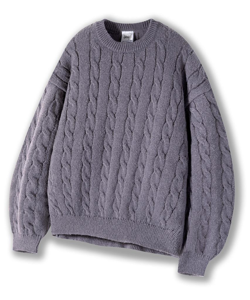 Yosemiti Cable Knit Grey Ykm-105