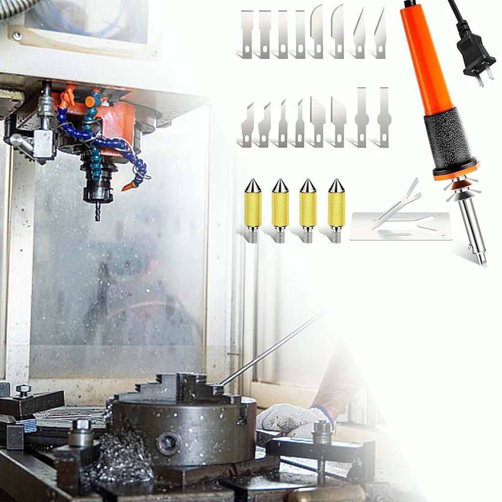 22-teiliges elektrisches Heißmesser-Schneidwerkzeug-Set, inklusive Heißschneider, Mehrzweck-Schablonenschneider, 16 Schneider, 4 Schneiderhalter