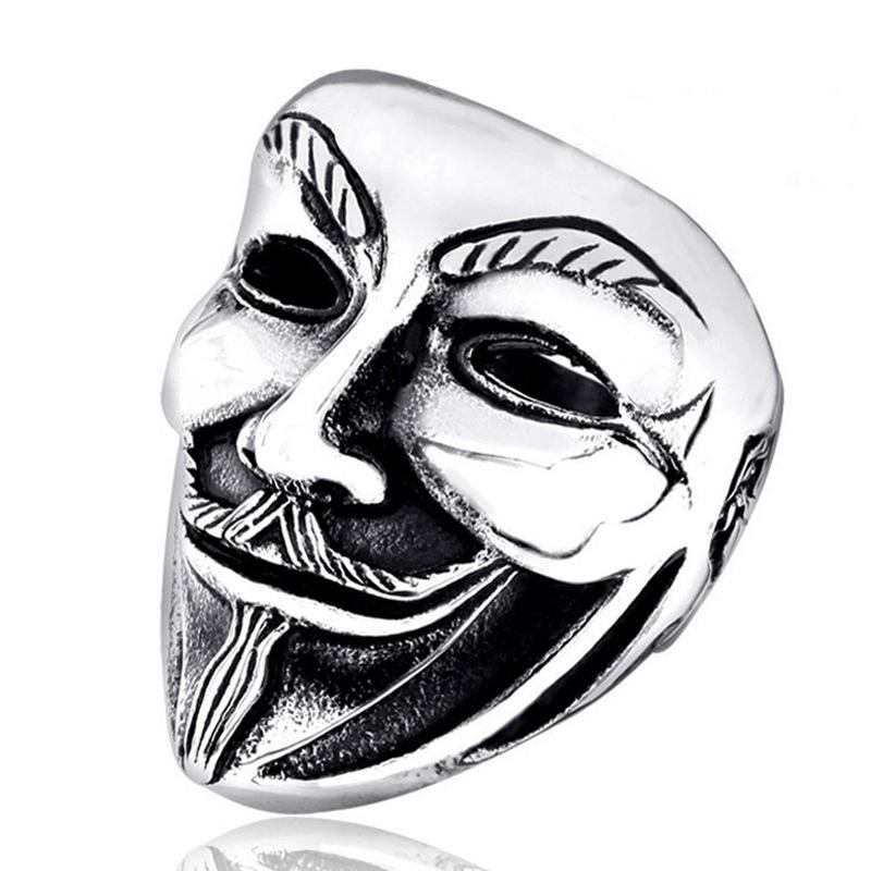 Retro Herrring Populär Hip-hop V for Vendetta Ring Clownmask Ring
