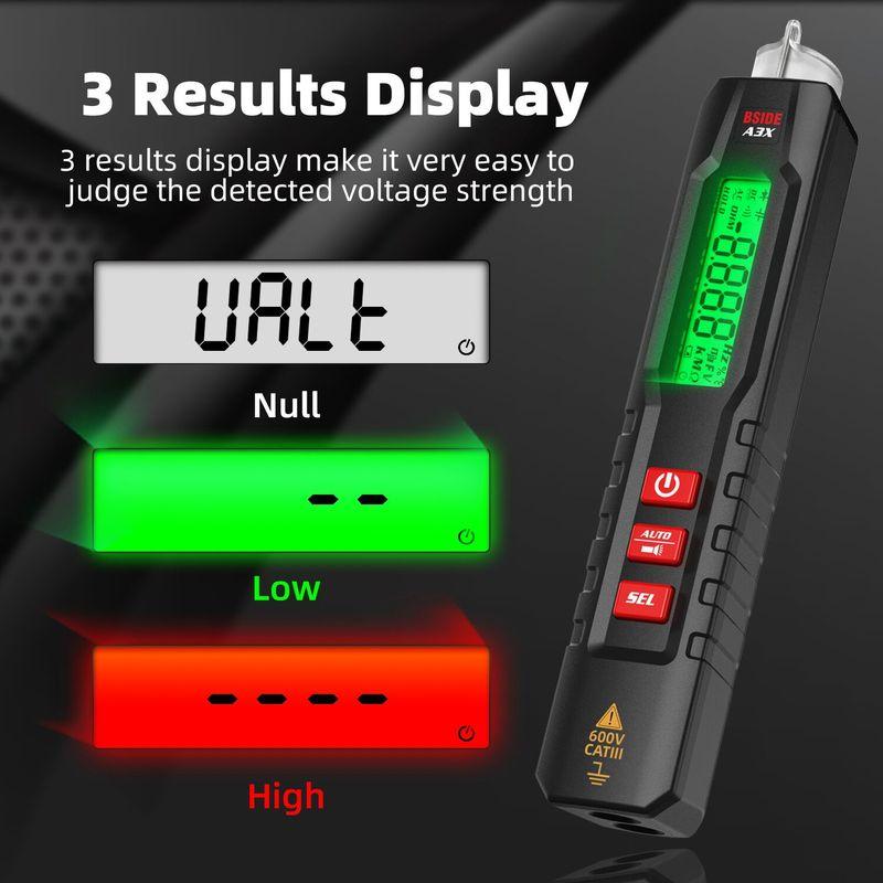 BSIDE A3X Voltage Tester Detector, Capacitance Diode Non-Contact AC Sensor Pen Live Wire Check Breakpoint Locate V-Alert Tester