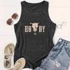 American Style Cow Pattern Women's Loose Tank Top