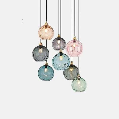 Nordic Minimalist Ripple Glass Pendant Light - Round Ball Design for Bedroom or Restaurant