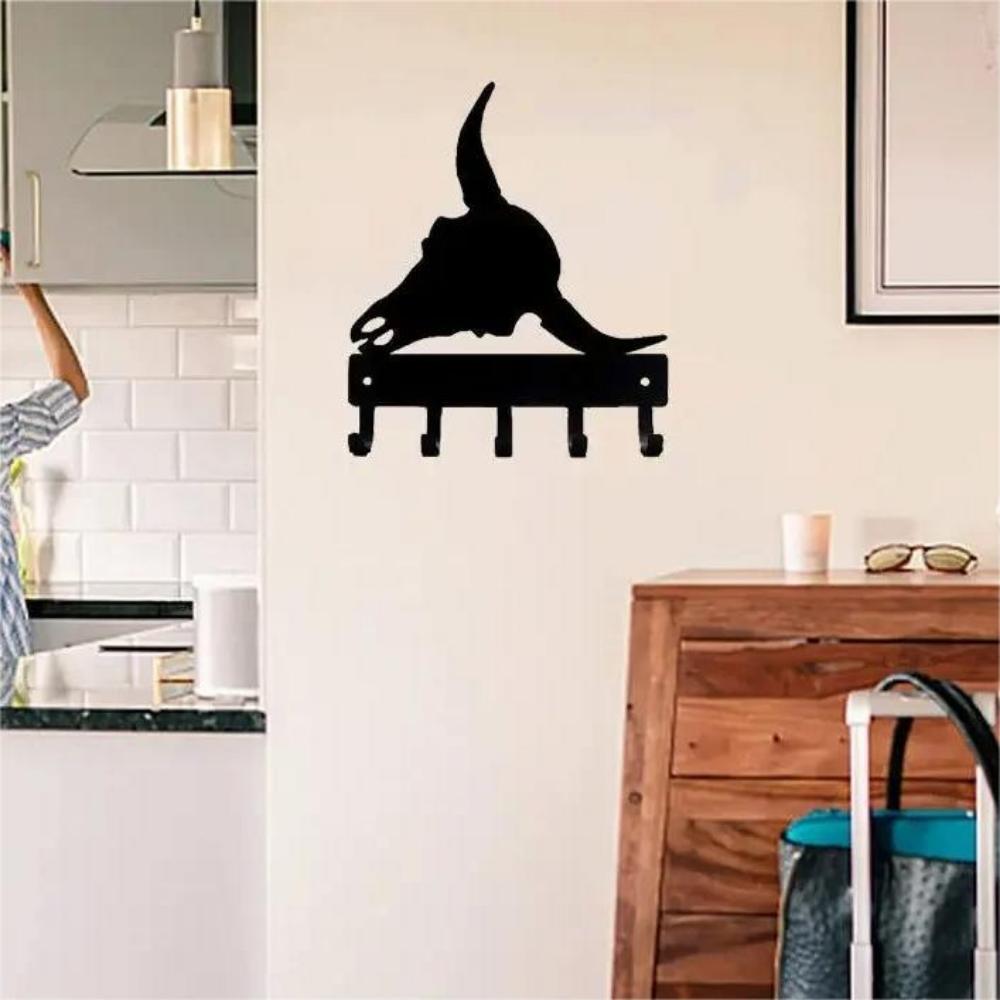 Longhorn Ochse Schädel Schlüsselanhänger Aufhänger - Nagelneu 6 Zoll breit Metall Wandhaken Sechs Zoll Wandhaken Longhorn Ochse Schädel Schlüsselhalter