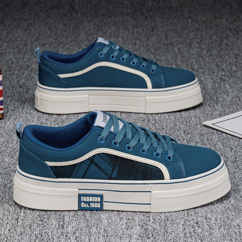 Men's shoes spring new student versatile breathable canvas shoes platform wear-resistant large size sports shoes