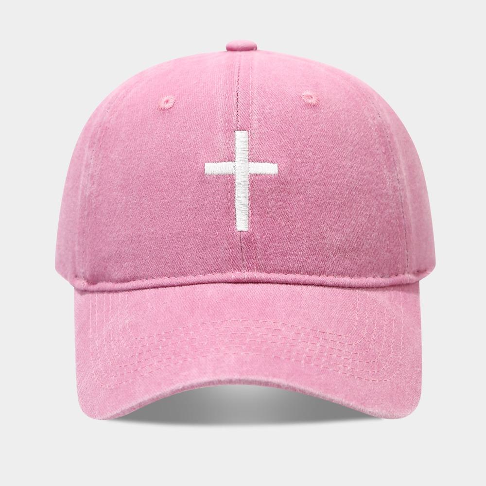 

Fashion Embroidered Cross Baseball Cap Sunscreen Breathable Peaked Cap Simple Adjustable Hip Hop Hat Outdoor