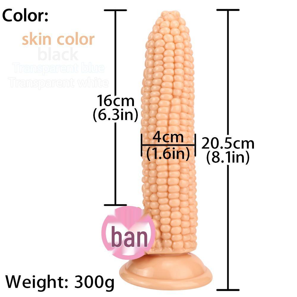 Transparent J87 Corn Cob Anal Plug with Strong Suction Cup and Irregular Egg Fruit Vegetable Design.