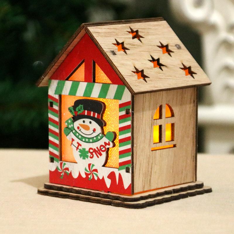 Christmas Gift Decorations Christmas Wood House Children's Handmade DIY Christmas Tree Decoration Cabin
