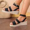 Fashion Summer Sandals for Women Wedge High Heels Female Black Fish Mouth Thick Bottom Casual Women's Shoes Bucke Sandalias De Mujer