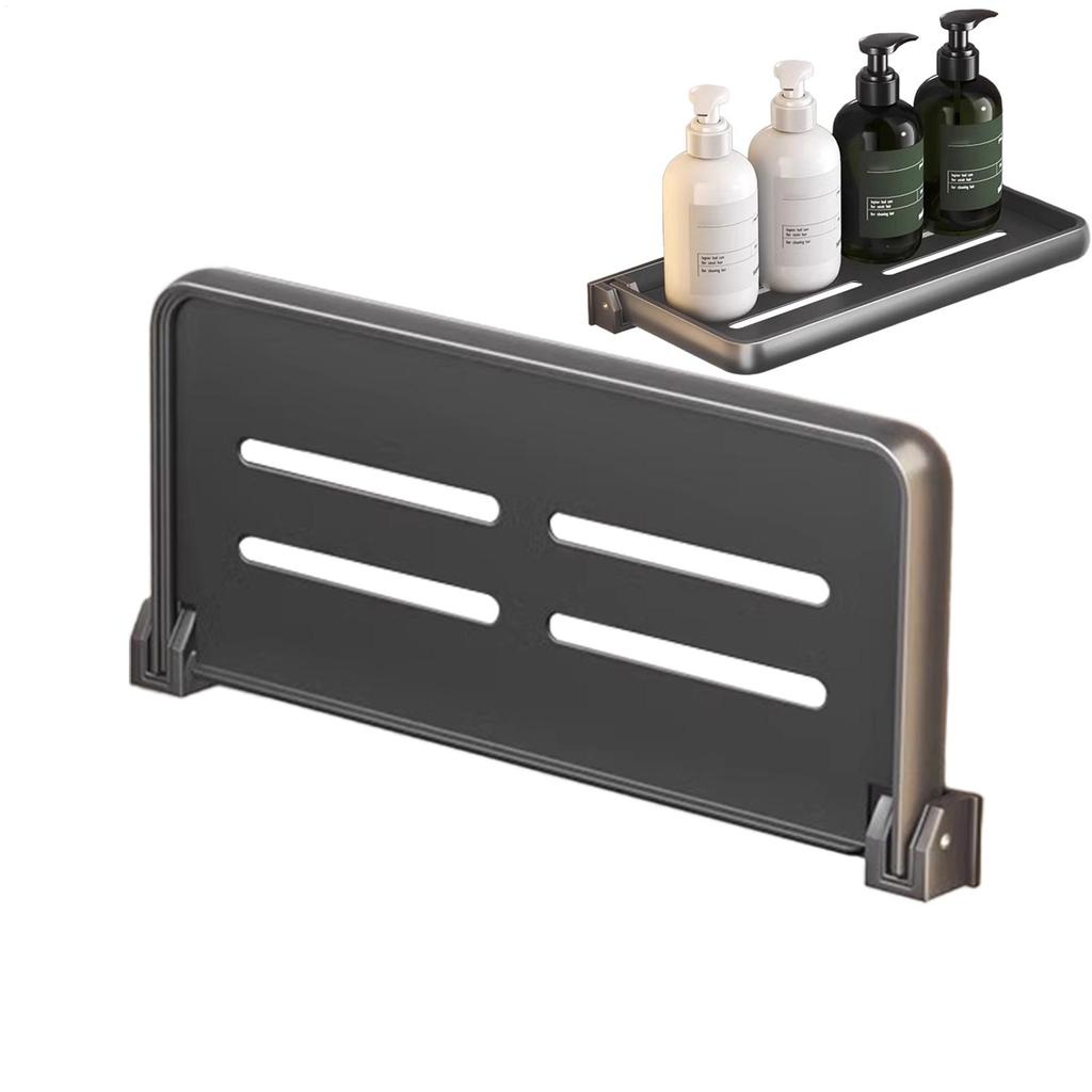 Foldable RV Aluminum Folding Wall-Mounted Rack Floating Shower Shelves Shelf Small Fold Down Wall Shelf For Shower Gel, Drinks